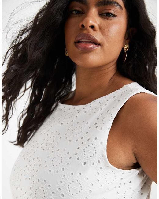Vero Moda White Jersey Floral Broderie Sleeveless Mini Dress