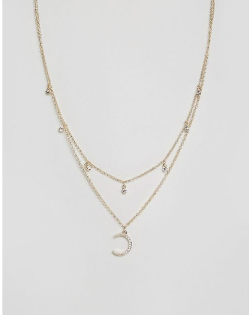 Lipsy Metallic Ariana Grande Moon Multirow Necklace