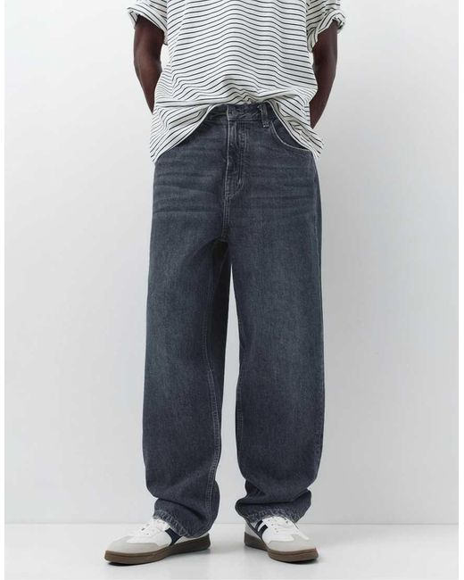 Pull&Bear Gray baggy Jeans for men