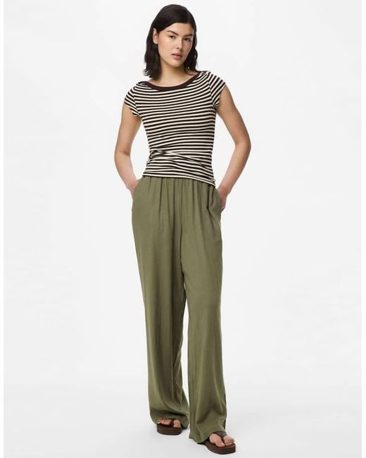 Pieces Green Wide-Leg Trousers