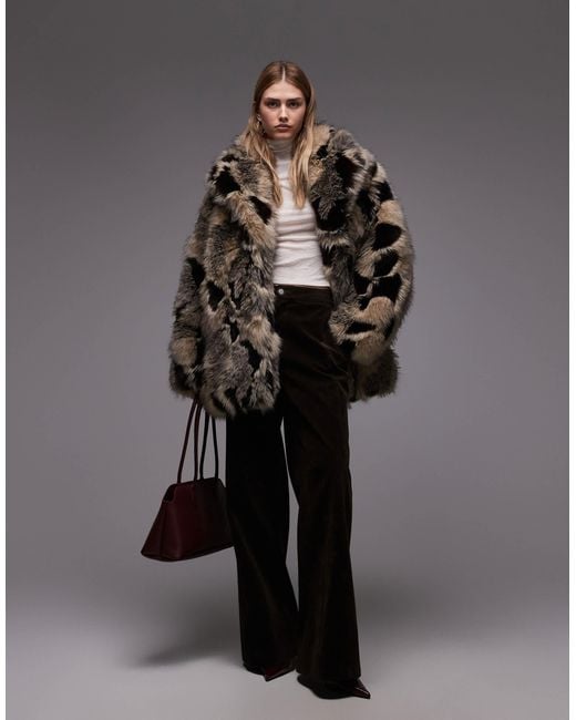 & Other Stories Gray Faux Fur Coat