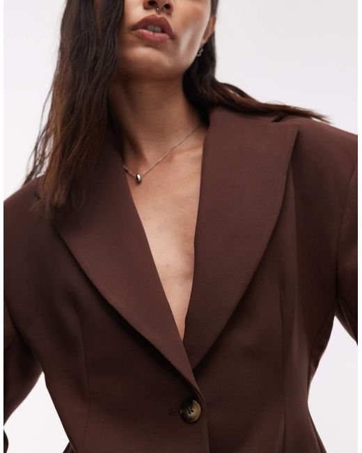 ASOS Brown Sculpted Cinch Waist Blazer