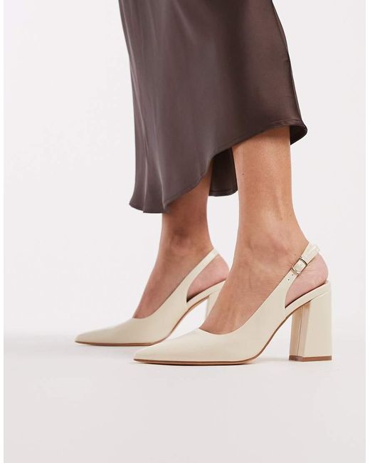 SEQWL Brown Hogan Sling Back Block Heeled Shoes