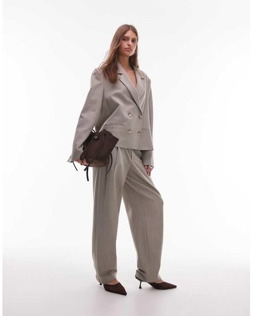 ASOS White Tailored Belted Tapered Leg Trouser