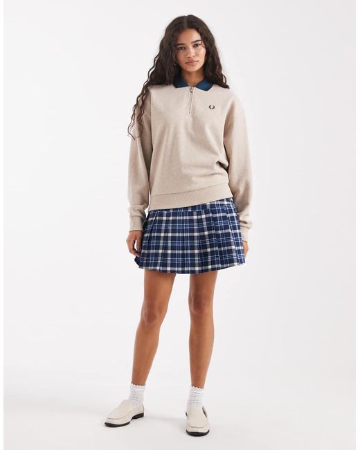 Fred Perry Natural Zip Neck Collar Sweatshirt