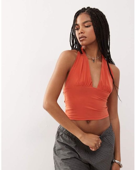 Top Con Cuello Halter De Collusion de color Red