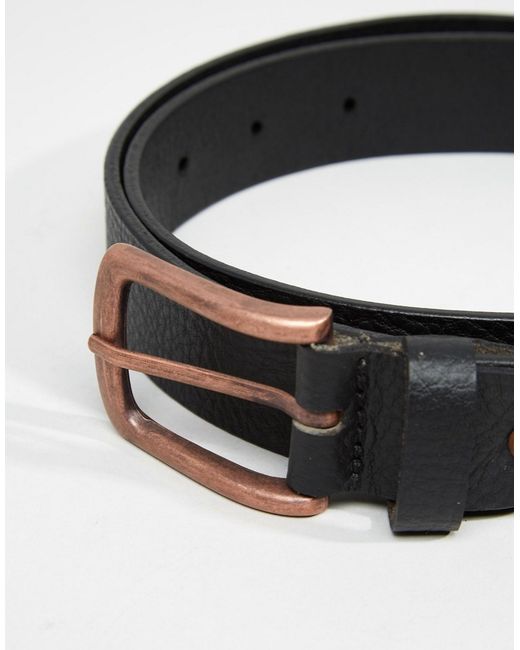 ASOS Leather Belt With Rose Gold Buckle in Black for Men | Lyst
