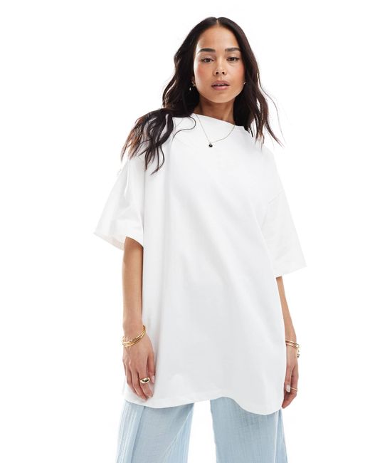 ASOS White – schweres oversize-t-shirt