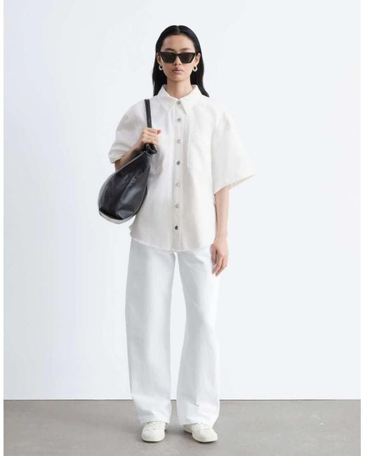 & Other Stories White Real Leather Mule Sneaker With Real Suede Trims
