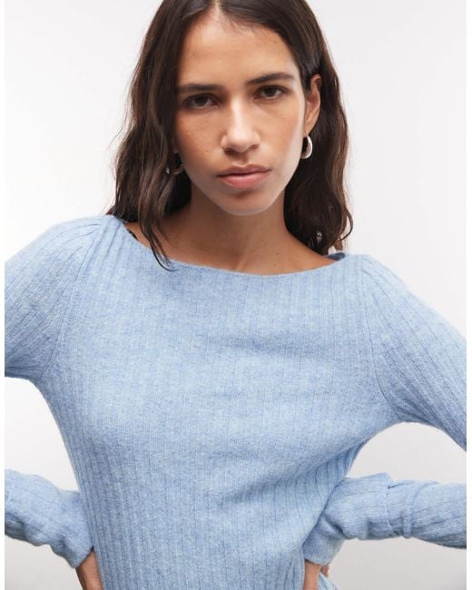 Monki Blue Gerippter strickpullover