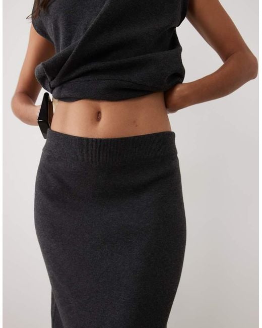ASOS Gray Midi Knitted Skirt