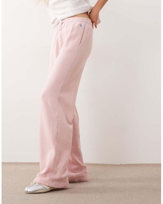 Polo Ralph Lauren Pink Icon Logo Fleece Wide-leg Sweatpants