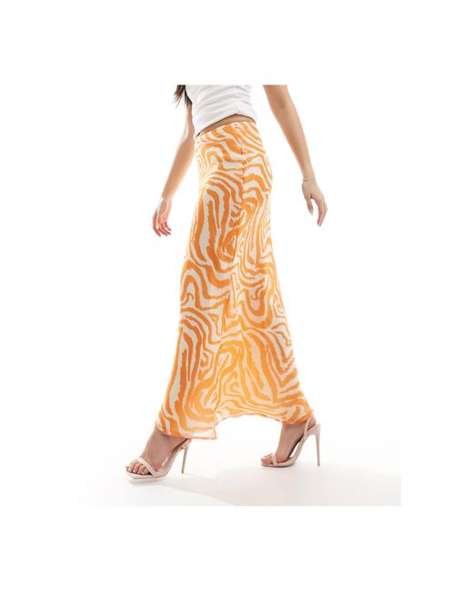 ASOS Orange Chiffon Bias Maxi Skirt