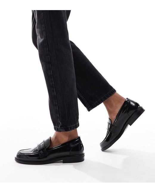 SEQWL Wide Fit Black Cadilliac Penny Loafers