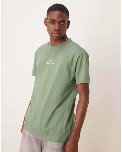 Camiseta De Corte Clásico Extragrande Con Logo De Texto En El Centro De Polo Ralph Lauren de hombre de color Green