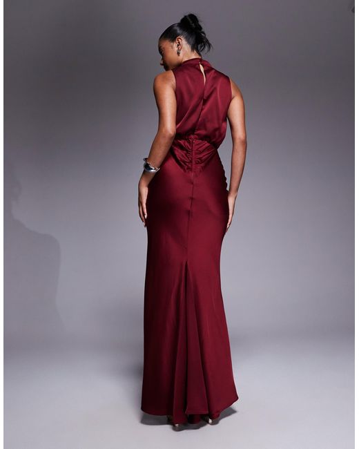 Jarlo High Neck Satin Maxi Dress in Red | Lyst Jarlo High Neck Satin Maxi Dress in Red | Lyst
