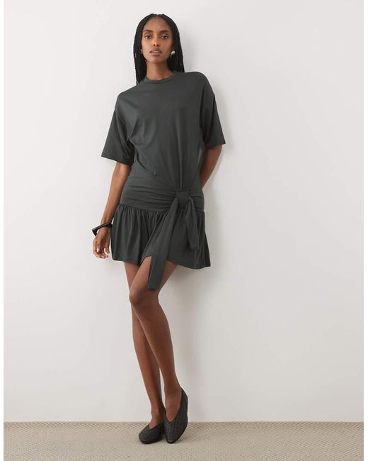 ASOS Black Sarong Style T-shirt Dress With Frill Hem