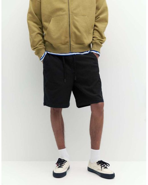 Pull&Bear White Bermuda Shorts With Elastic Waistband for men