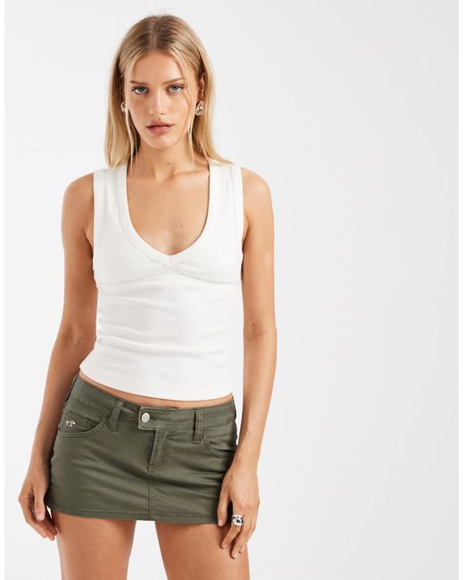 Hollister White Micro Mini Skort