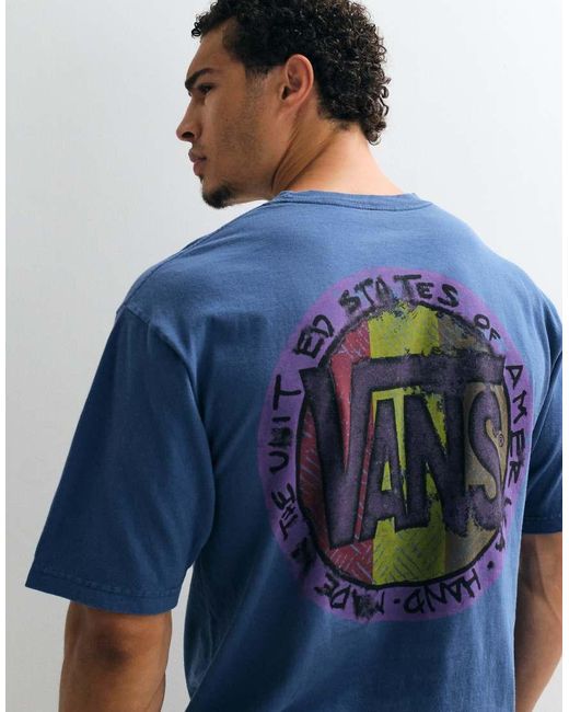Vans Blue Blotched Circle Backprint T-Shirt for men