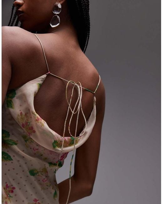 TOPSHOP Brown Double Layered Satin And Chiffon Maxi Slip Dress