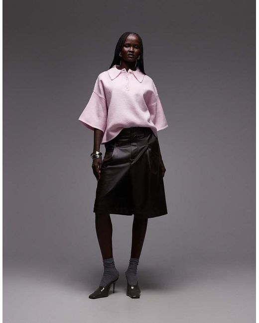 ASOS Pink Fluffy Neat Fit Polo Top