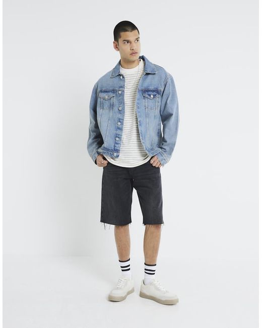 River Island Blue Regular Fit Denim Jacket for men