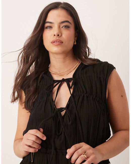 ASOS Black Asos Design Curve Double Cloth Gathered Bust Playsuit