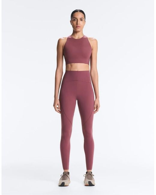 Oysho Red Basic Compressive Ankle-Length Leggings