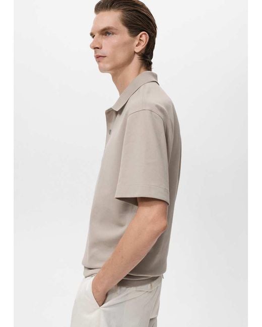 Mango Gray Cotton Mix Polo Top for men