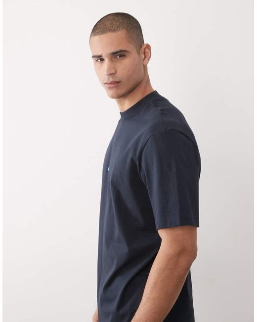 HUGO Blue Cotton With Back Logo Print T-Shirt for men