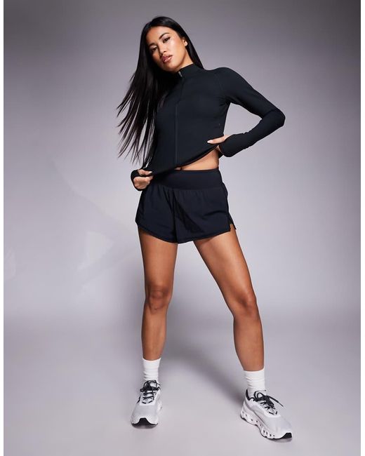4505 Blue Running 2-in-1 High Waist Jersey Shorts With Phone Pocket