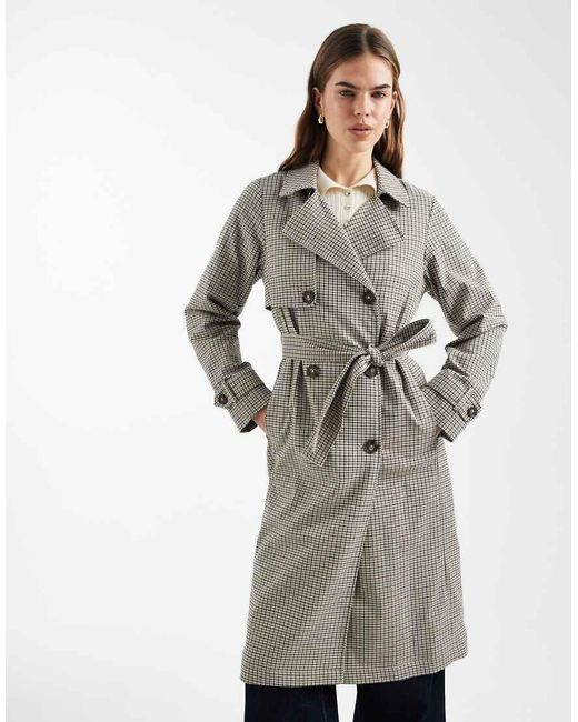 New Look White Check Trench Coat