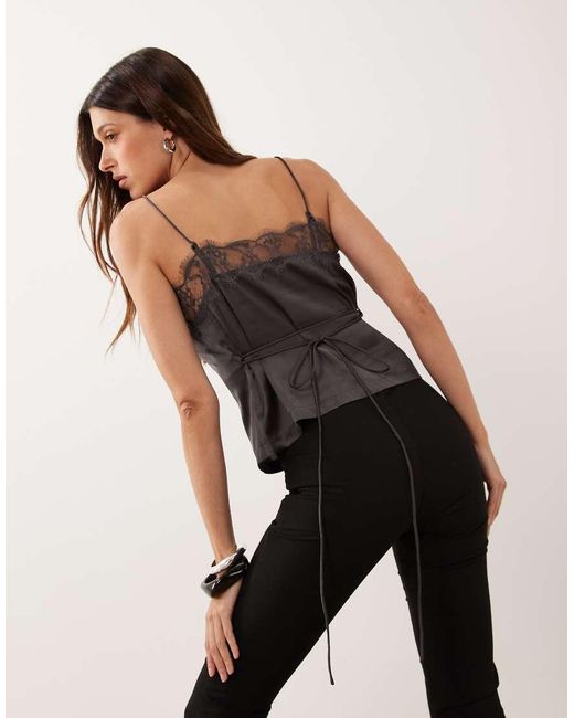 ASOS Brown Lace Button Front Cami