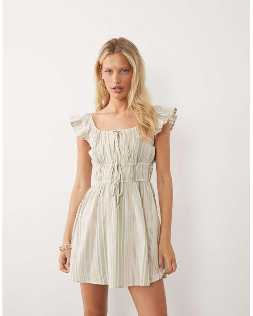Wednesday's Girl Brown Wednesdays Girl Milkmaid Mini Dress