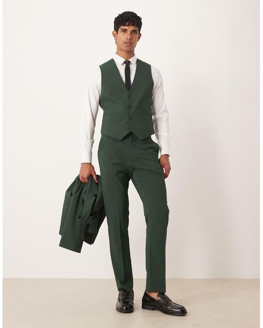 ASOS Green Slim Suit Vest for men