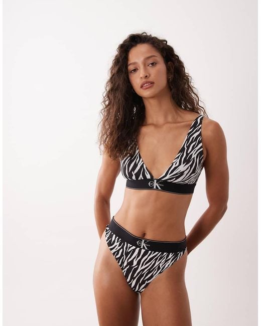 Calvin Klein Black Graphic Logo Lightly Lined Triangle Bra