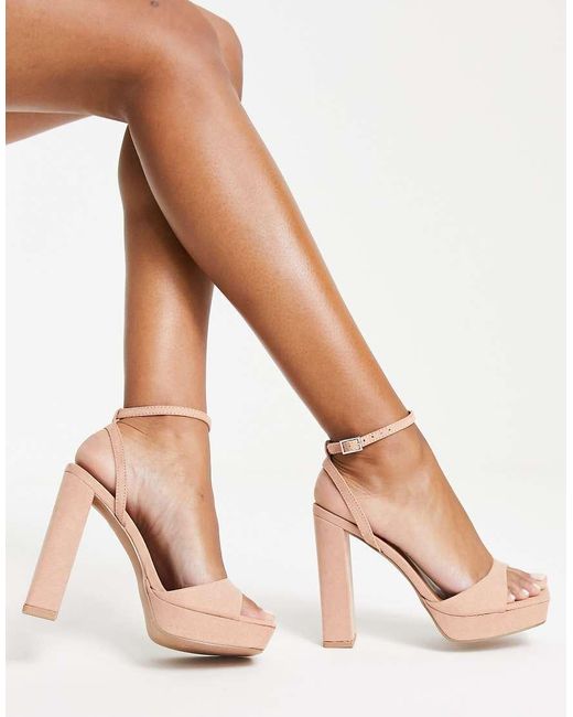 ASOS Natural Noun Platform Barely There Block Heeled Sandals