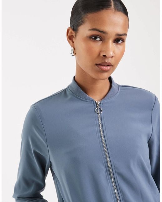 Vero Moda Blue Lightweight Zip Front Bomber Jacket