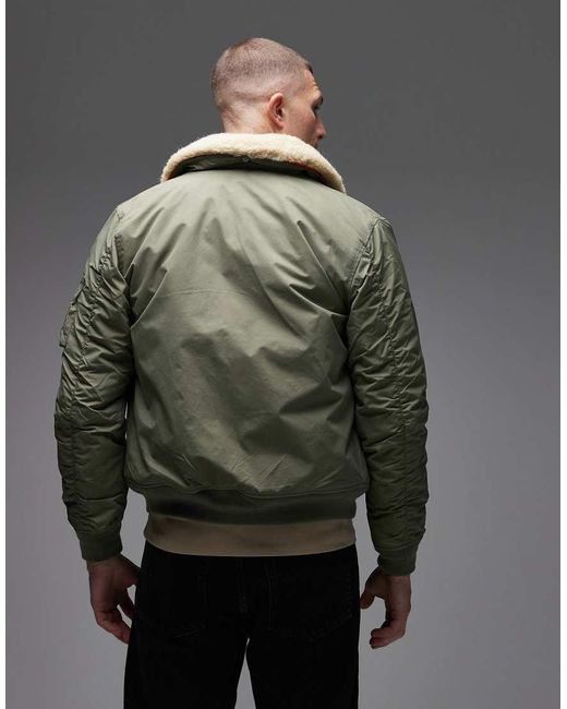 Schott Nyc Gray Logo Patch Zip Pocket Detail Cropped Padded Jacket With Faux Fur Collar for men