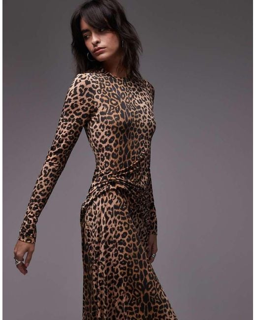 AllSaints Gray Rivi Leopard Print Maxi Dress