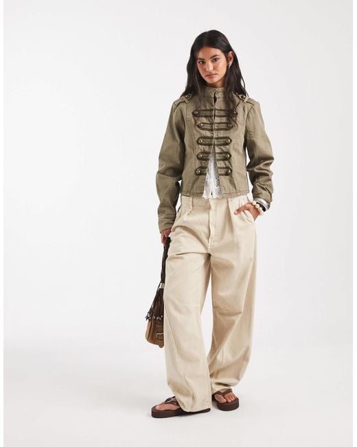 ASOS Natural Button Front Washed Utility Jacket