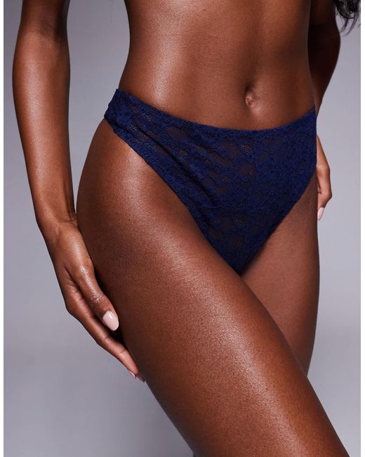 ASOS Blue Mila Lace High Waist Thong