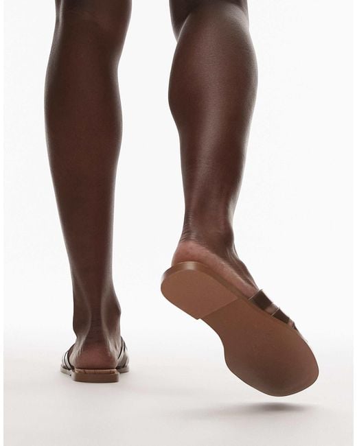 TOPSHOP Brown Kris Jelly Flat Sandals