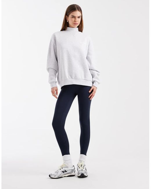 Sudadera Gris Nuboso Con Estampado Gráfico "Ski Tour" Y Cuello Alzado De Felpa De Cotton On de color White