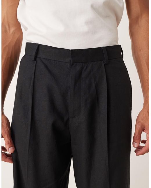 ASOS – anzughose aus leinenmix in Black für Herren