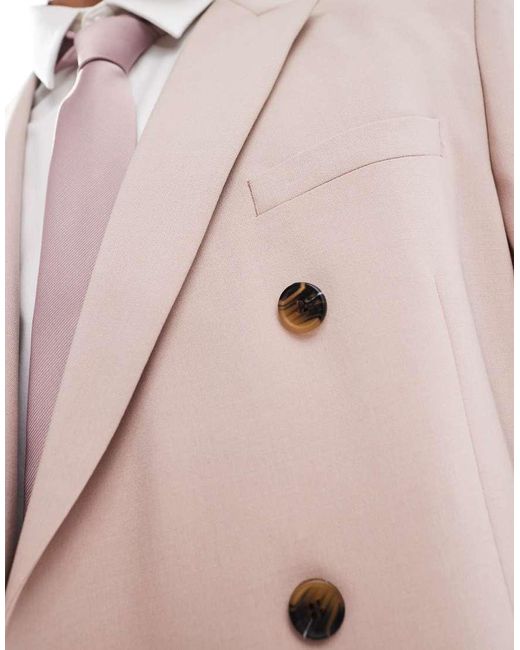 Giacca Da Abito Doppiopetto Regular Fit Chiaro di ASOS in Pink da Uomo