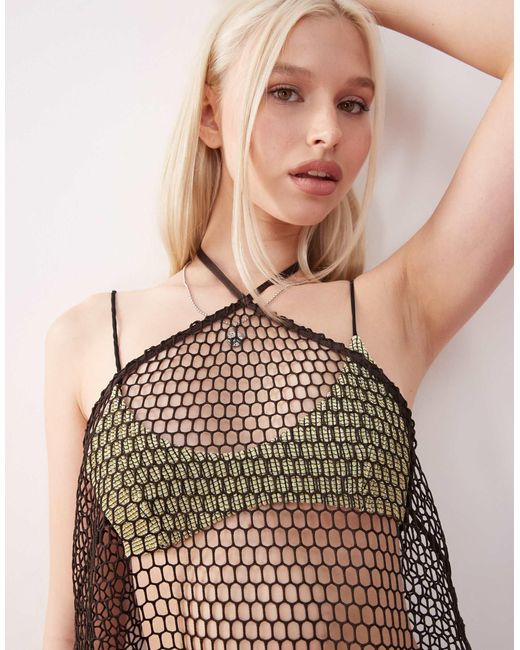 Top d'ensemble en filet à dos nu - chocolat Monki en coloris Brown
