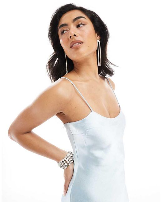 True Decadence Blue Strappy Bias Cut Midi Dress
