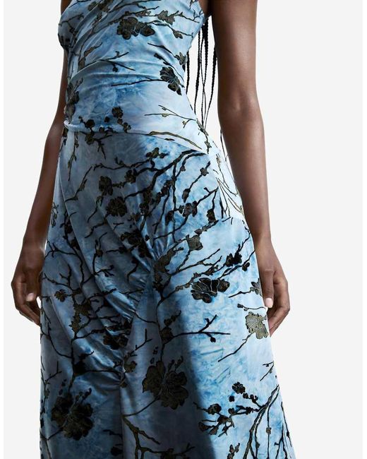 Desigual Blue Flocked Midi Dress